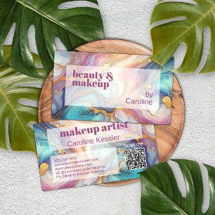 Rosa Lila Aquamarines Aqua Blue Gold Marmor Kunst, Visitenkarte