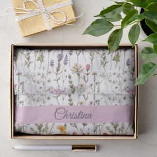 Rosa lila Aquarell-Wildblumen-Name Seidenpapier