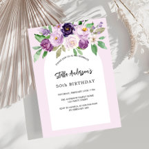 Rosa lila Aquarellblumen Geburtstag