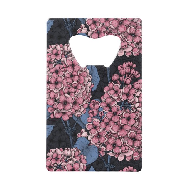 Rosa Lila auf dunkelblau Geldbeutel Flaschenöffner (Vorderseite)