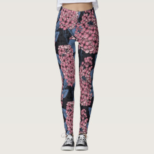 Rosa Lila auf dunkelblau Leggings