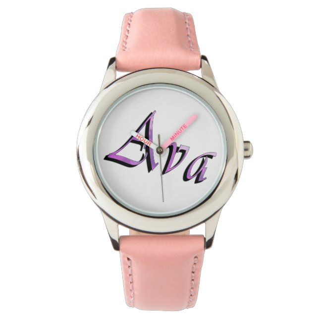 Rosa Lila Ava-Logo, Armbanduhr (Vorderseite)