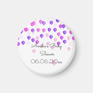 Rosa lila Ballon Baby Shower Magnet