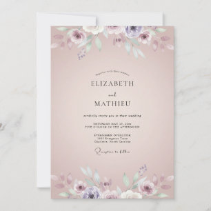 Rosa-lila bemalte Hochzeit Einladung