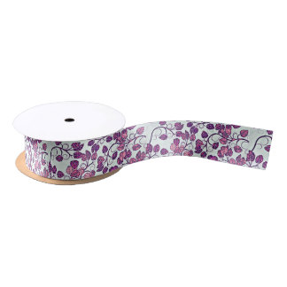 Rosa + Lila Blätter Satin Ribbon Satinband