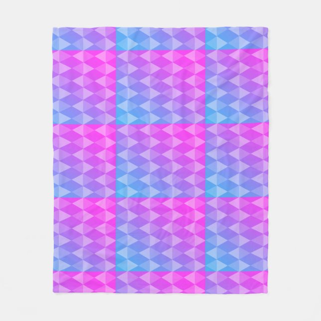 Rosa, Lila, Blau Diamantmuster Fleecedecke (Vorderseite)