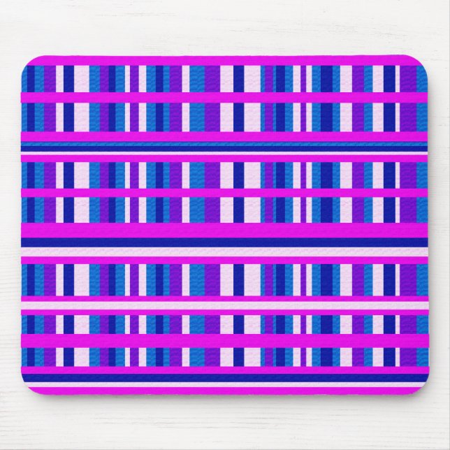 Rosa Lila Blau Kariert Mousepad (Vorne)