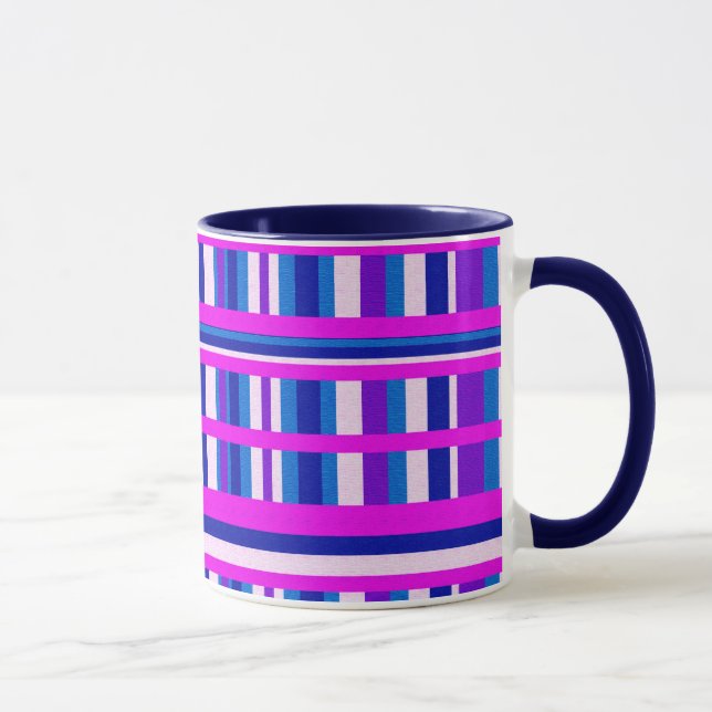 Rosa Lila Blau Kariert Tasse (Rechts)
