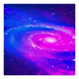 Rosa lila blaue Galaxie Sterne Himmel Universum AI Poster