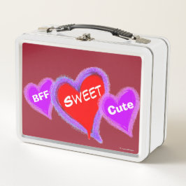 Rosa Lila blaue Herzen Süß Niedlich Metall Brotdose