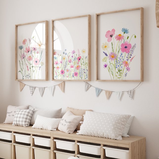 Rosa Lila Blue Wildblumen Kinderzimmer Bilderwand Sets (Von Creator hochgeladen)