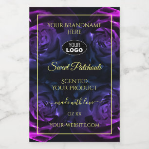 Rosa lila blühende Rosen Produktlabel Logo hinzufü Lebensmitteletikett