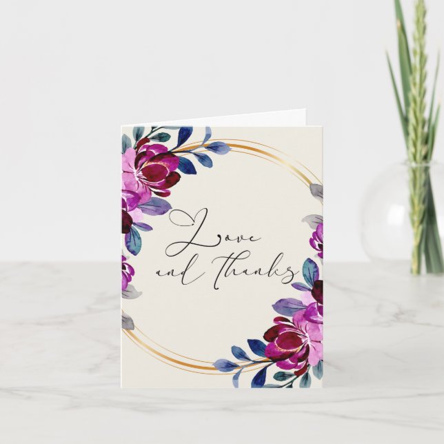 Rosa lila Blumen Liebe und Dank (Vorderseite)