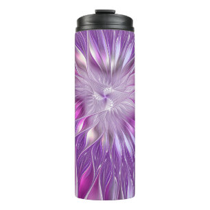 Rosa lila Blumen-Passion-Abstrakt-Fraktal-Kunst Thermosbecher
