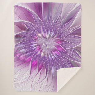 Rosa lila Blumen-Passion-Abstrakte-Fraktal-Kunst Sherpadecke