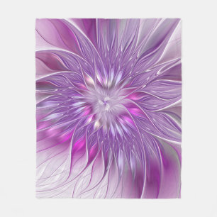 Rosa lila Blumen-Passion-Abstraktes Fraktal-Kunstw Fleecedecke