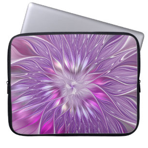 Rosa lila Blumen-Passion-Abstraktes Fraktal-Kunstw Laptopschutzhülle