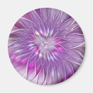 Rosa lila Blumen-Passion-Abstraktes Fraktal-Kunstw Magnet