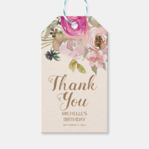 Rosa lila Blumen Überraschung Geburtstag Dankeschö Geschenkanhänger