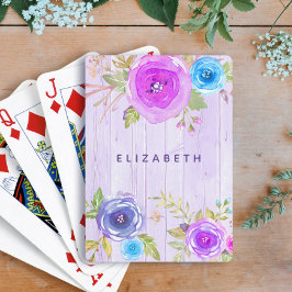 Rosa lila, blumenfarbenes, rustikales Holz Land Spielkarten