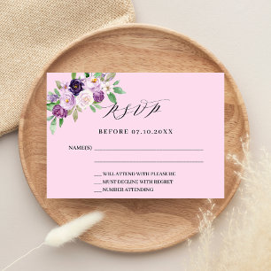 Rosa lila Blumenzellenreaktion RSVP-Karte RSVP Karte