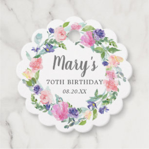 Rosa Lila Blüte 70. Geburtstag Geschenkanhänger