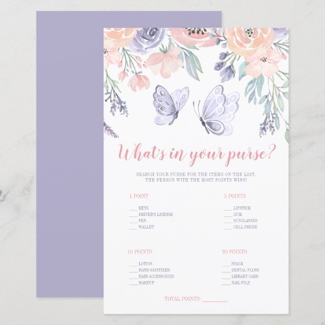 Rosa Lila Blütenschmetterlinge Was ist in deiner H (Vorne/Hinten)