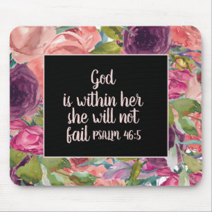Rosa Lila Blütenschwarze Christliche Bibel Verse Mousepad