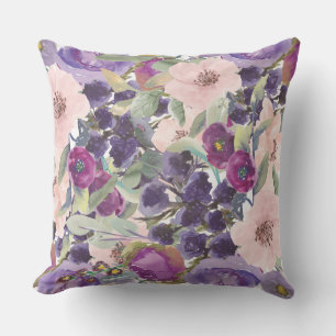 Rosa Lila Boho Botanisches Florales Gartenmöbel Kissen