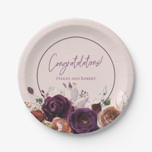 Rosa Lila Bordeaux Floral Pappteller