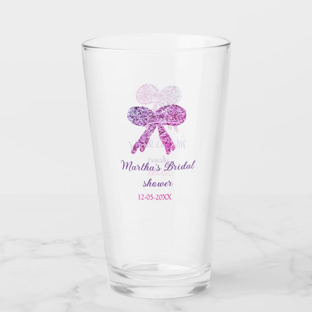 Rosa lila Bugfunkel Glitzer Brautparty Glas (Vorderseite)