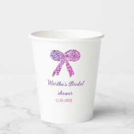 Rosa lila Bugfunkel Glitzer Brautparty Pappbecher