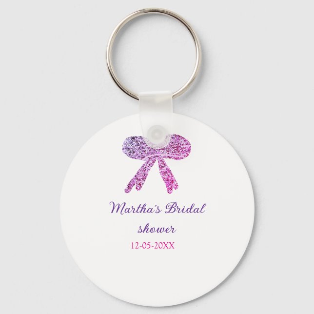 Rosa lila Bugfunkel Glitzer Brautparty Schlüsselanhänger (Vorderseite)