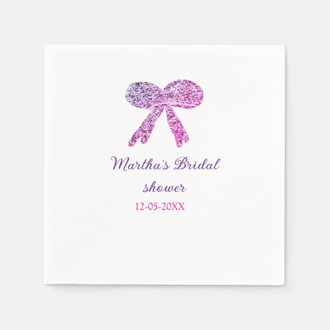 Rosa lila Bugfunkel Glitzer Brautparty Serviette (Vorderseite)