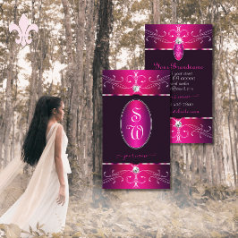 Rosa Lila Burgund Verzierte Ornamente Initialen Gl Visitenkarte