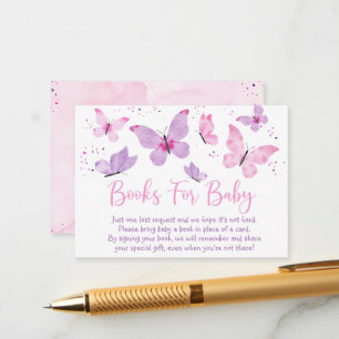 Rosa Lila Butterfly Babydusche Anfrage Begleitkarte
