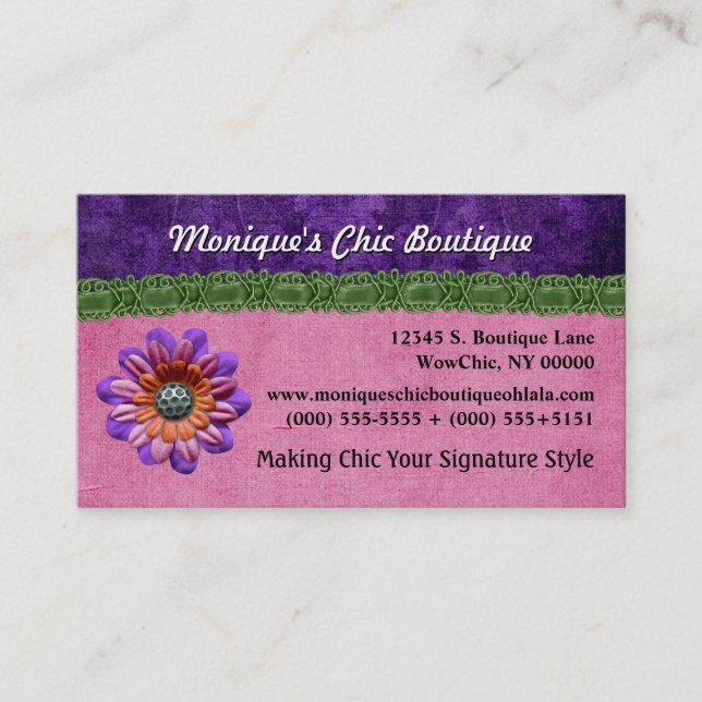 Rosa Lila Chic Stilvolle Blume Dekorativ Künstleri Visitenkarte (Vorderseite)
