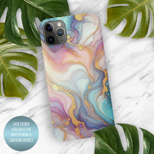 Rosa Lila Cyan Blau Gold Marmor Kunst Muster iPhone 15 Pro Max Hülle