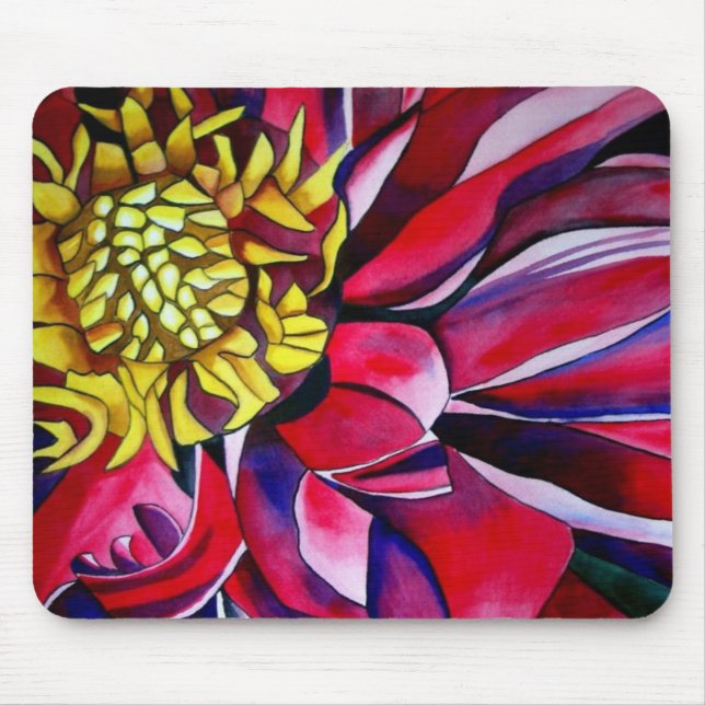 Rosa lila Dahlia Blume Aquarell abstrakte Kunst Mousepad (Vorne)