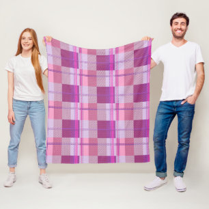 Rosa lila diagonales Karo-Deckchen Fleecedecke