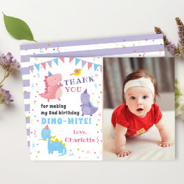 Rosa Lila Dinosaurier Girls Dino Party Foto Dankeskarte