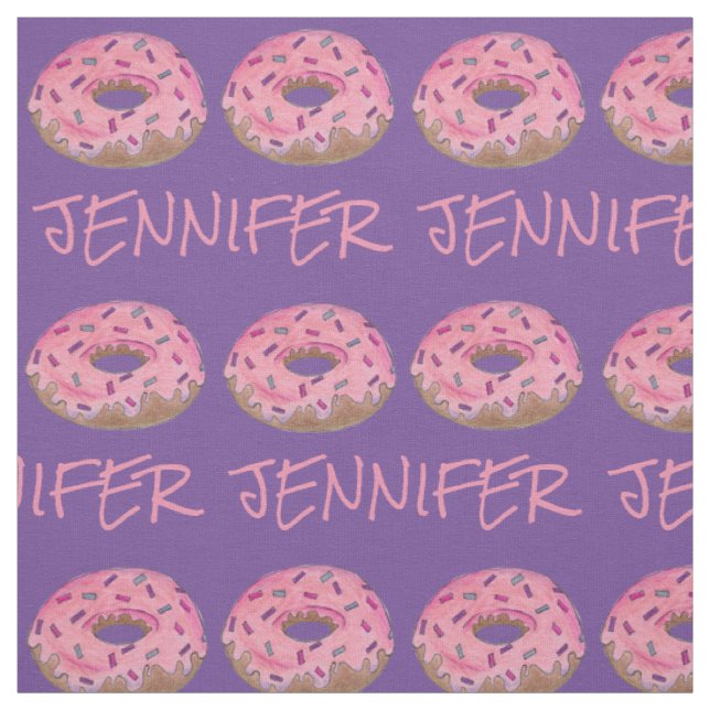 Rosa Lila Donut Doughnut Donuts Name Fabric Stoff (Muster)