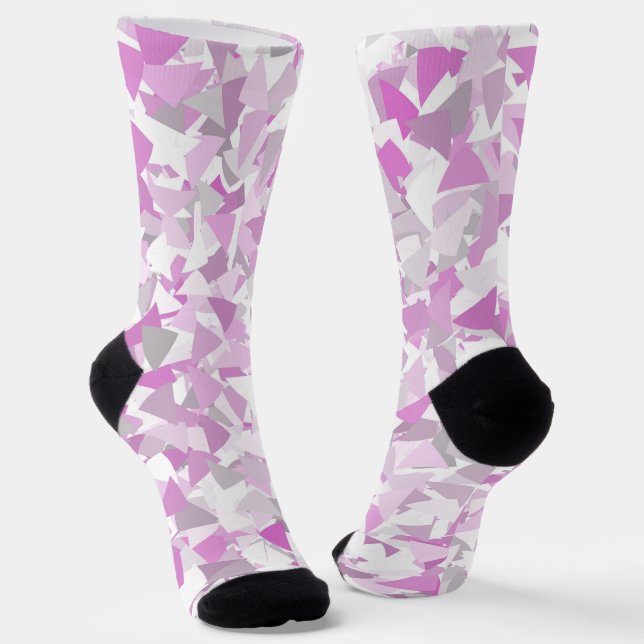 Rosa lila Dreieckmuster Socken (Gewinkelt)