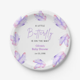 Rosa Lila Ein Kleiner Schmetterling Baby Shower Pappteller