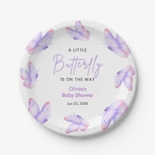Rosa Lila Ein Kleiner Schmetterling Baby Shower Pappteller
