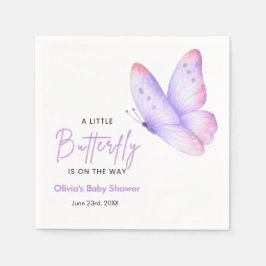 Rosa lila ein kleiner Schmetterling Baby Shower Serviette