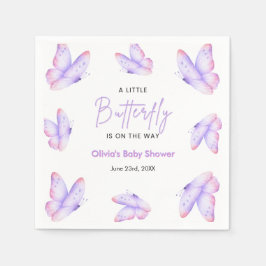 Rosa lila ein kleiner Schmetterling Baby Shower Serviette