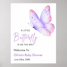 Rosa Lila Ein Kleiner Schmetterling Baby Shower Wi Poster