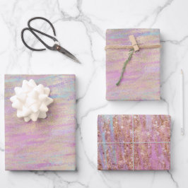 Rosa Lila Einhorn Sparkle Glitzy Gold Geschenkpapier Set