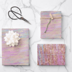 Rosa Lila Einhorn Sparkle Glitzy Gold Geschenkpapier Set